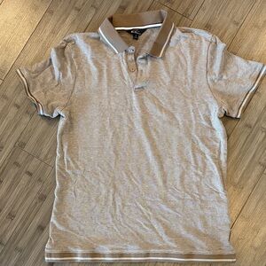 Classic Men's Polo Shirt in light brown/grey houndstooth